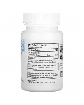 Thorne, бисглицинат цинка, 30 мг, 60 капсул